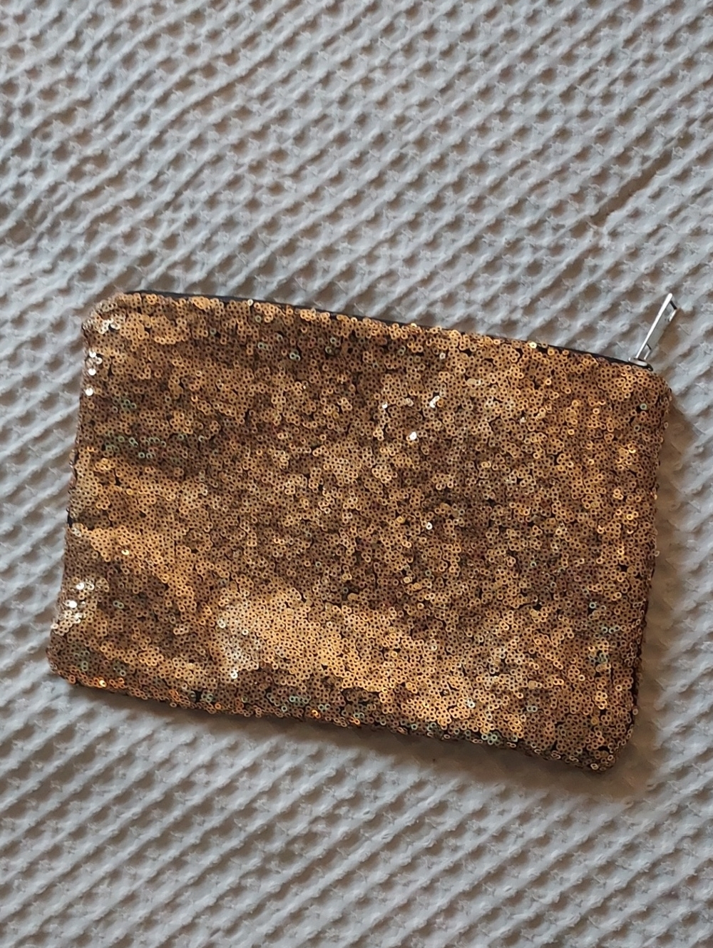 Gold Sequin Zip Pouch - Women Bags
